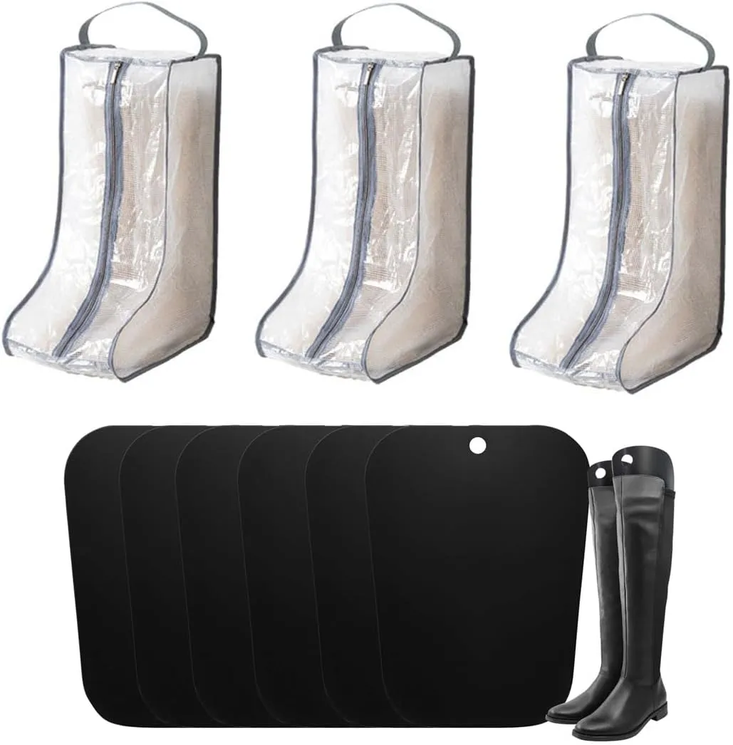 3-Pack Boot Bags & Boot Trees for Cowboy Boot Storage Portable Dust-proof Boot Bag for Travel Tall Boot Bag for Storage