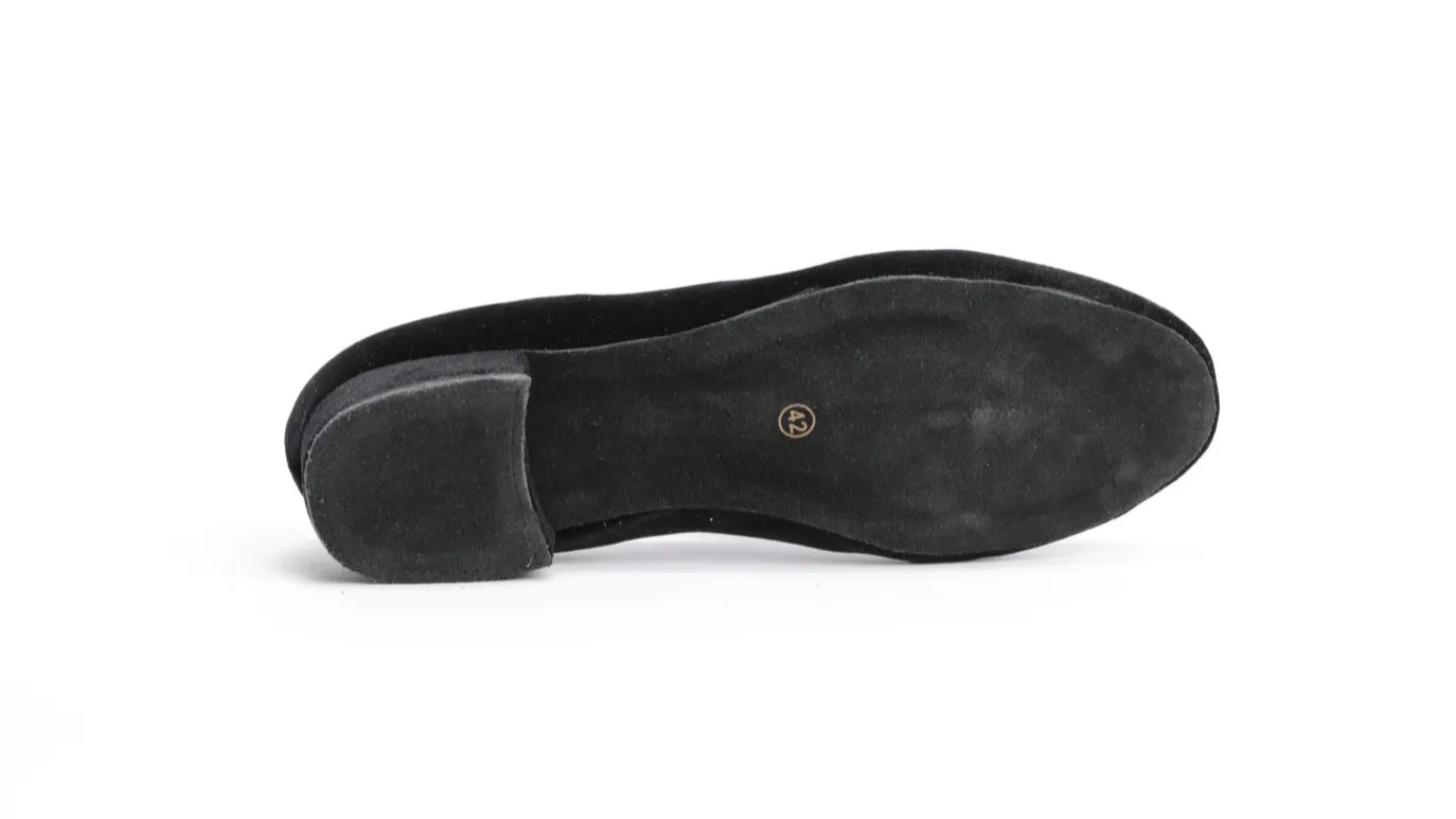 7795 - Gentlemen's, Vintage Inspired, Jet Black Velvet Loafer Dance Shoe.