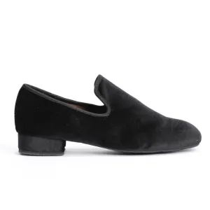 7795 - Gentlemen's, Vintage Inspired, Jet Black Velvet Loafer Dance Shoe.