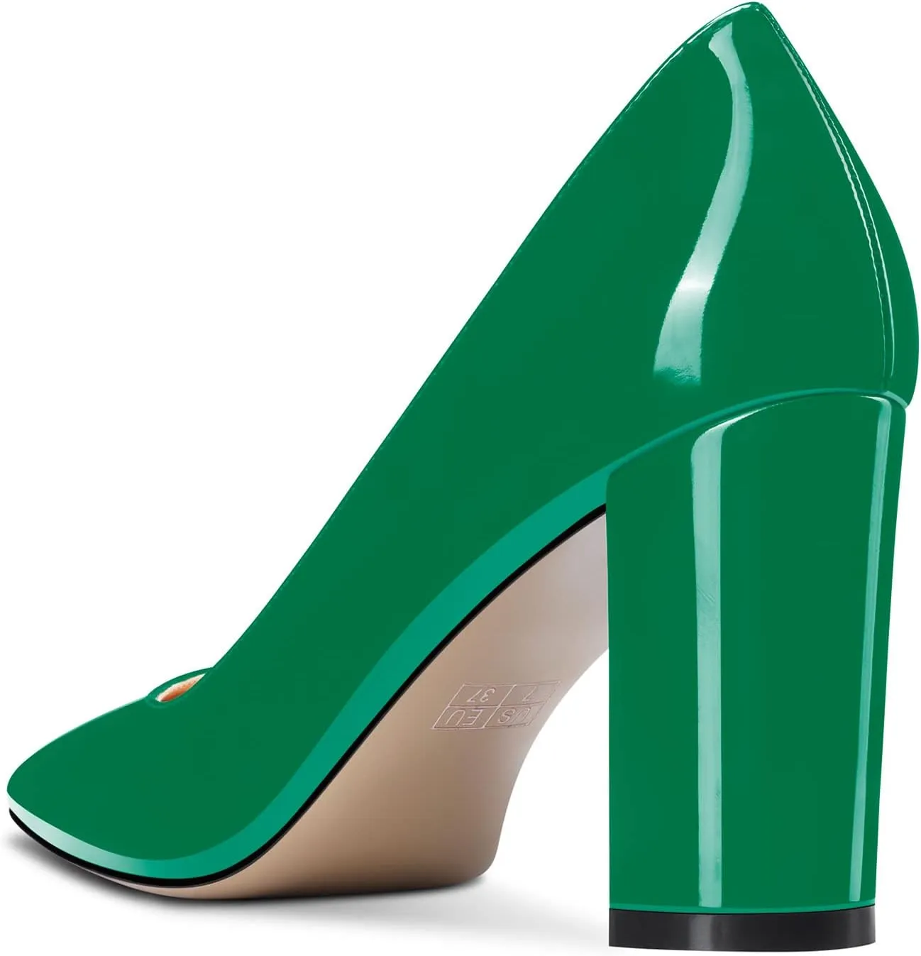 Aachcol Women Square Toe Pumps Chunky Block Mid Heel Slip-on Dress Shoes Office 3 Inch