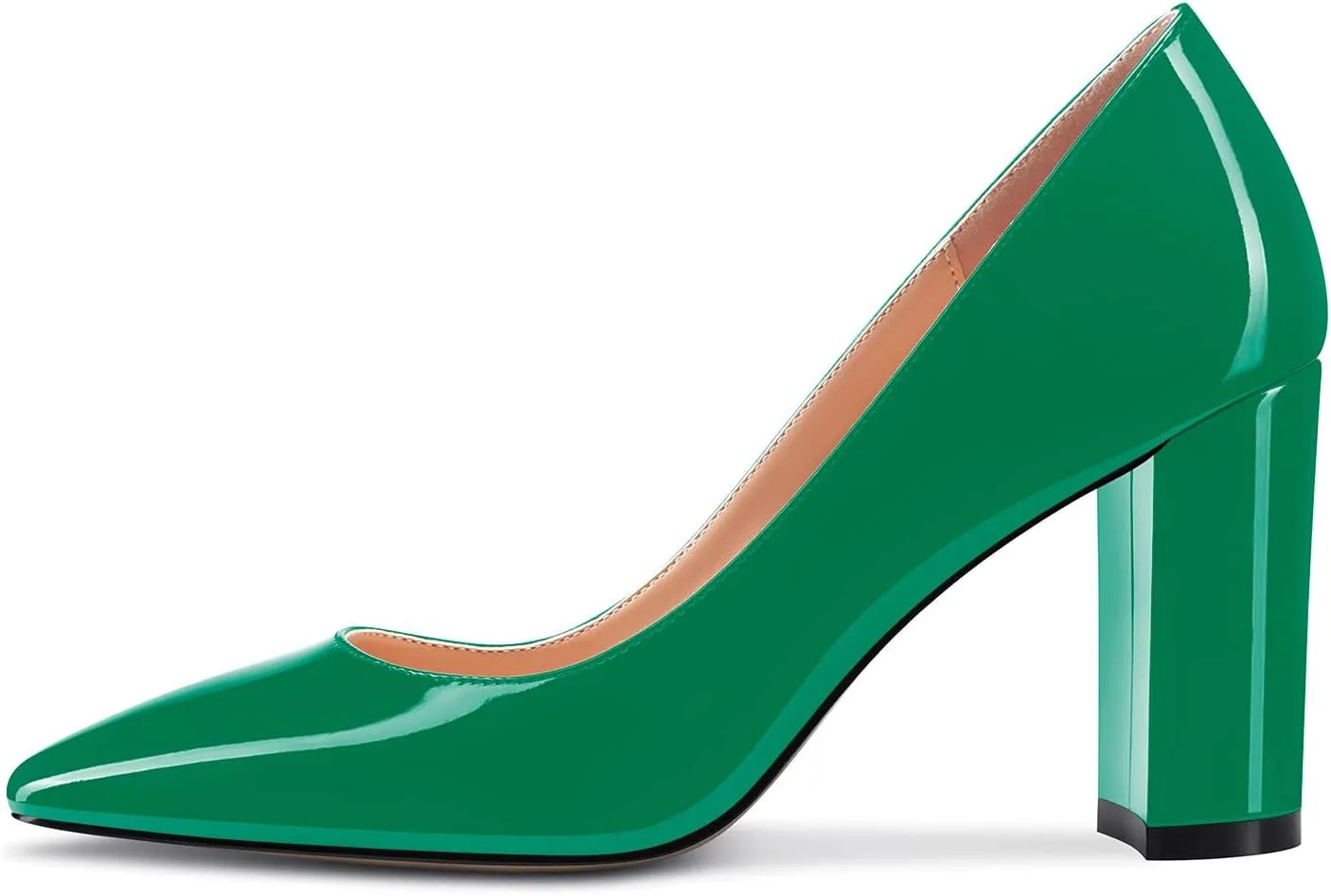 Aachcol Women Square Toe Pumps Chunky Block Mid Heel Slip-on Dress Shoes Office 3 Inch