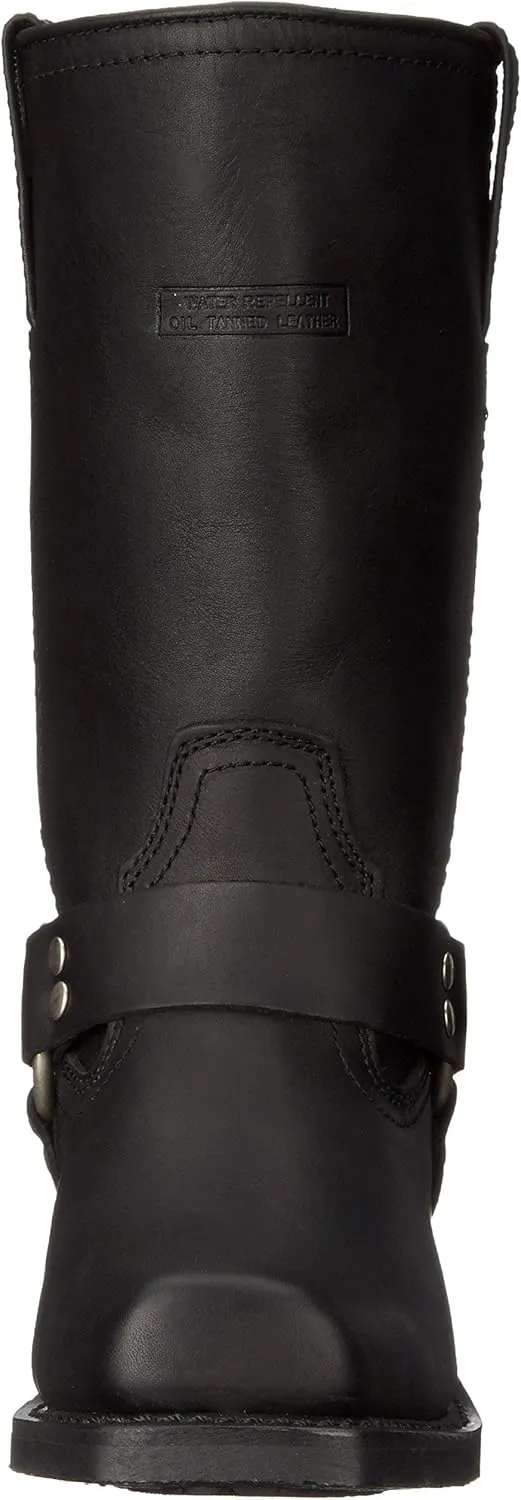 Ad Tec RIDETECS Mens 13in Harness Straps Heavy Duty Oiled Leather Motorcycle Boots, Black - Waterproof, Soft Toe, and Heel Motocross Boots For Men