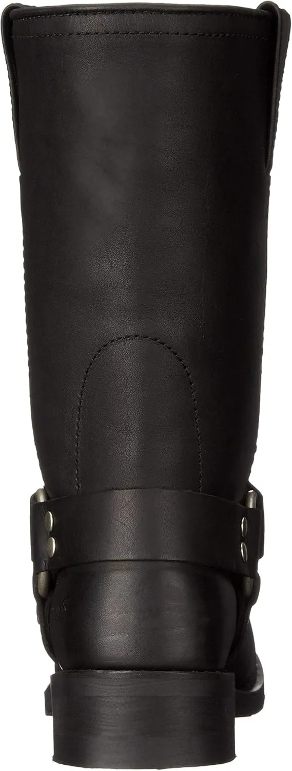 Ad Tec RIDETECS Mens 13in Harness Straps Heavy Duty Oiled Leather Motorcycle Boots, Black - Waterproof, Soft Toe, and Heel Motocross Boots For Men