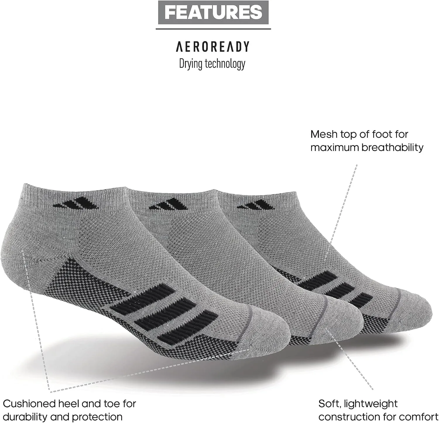 adidas Men's Superlite Stripe Ii 3-Pack Low Cut