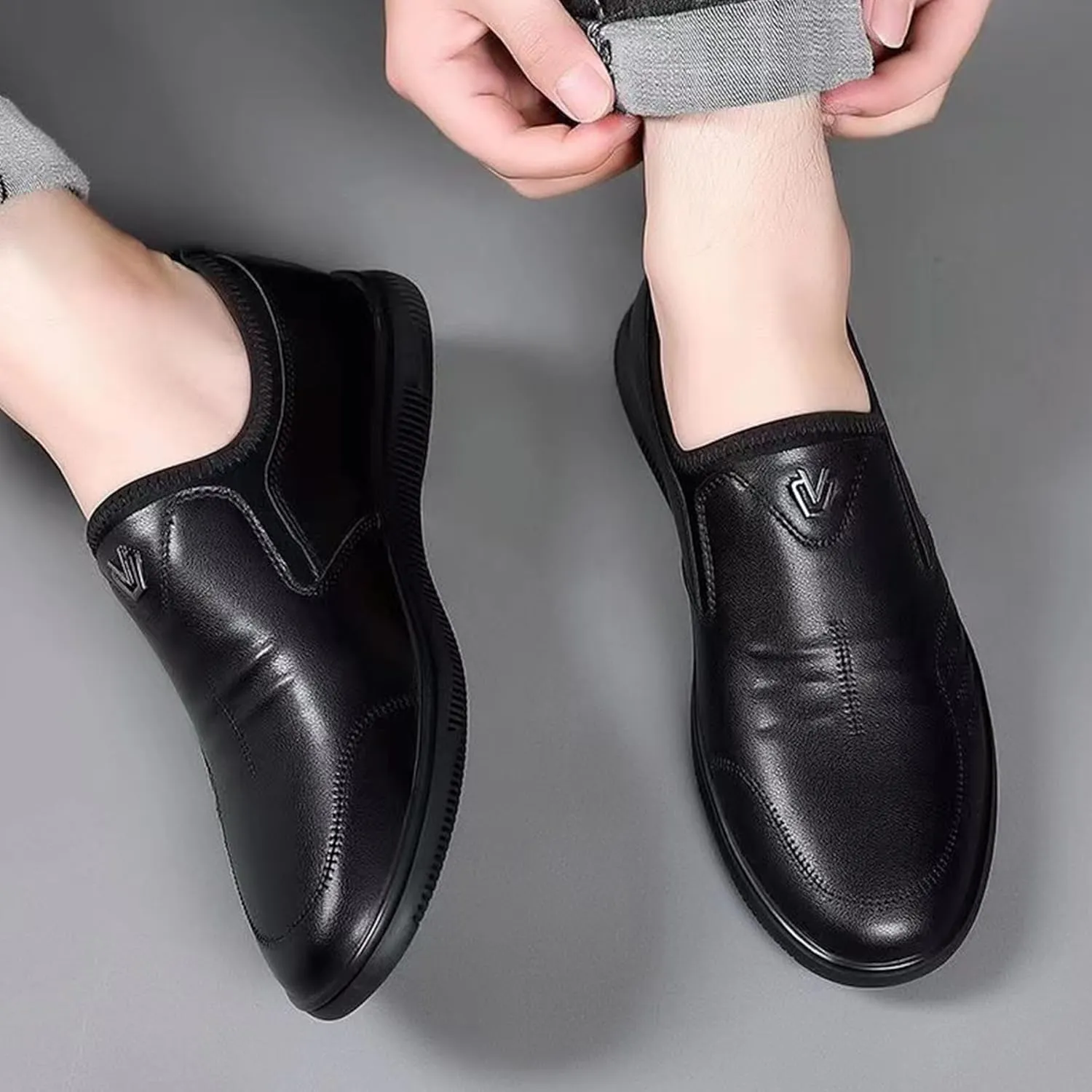 ADMLZQQ Men's Dress Shoes Leather Formal Shoes Oxfords Business Shoe Slip on Non-Slip Shoe