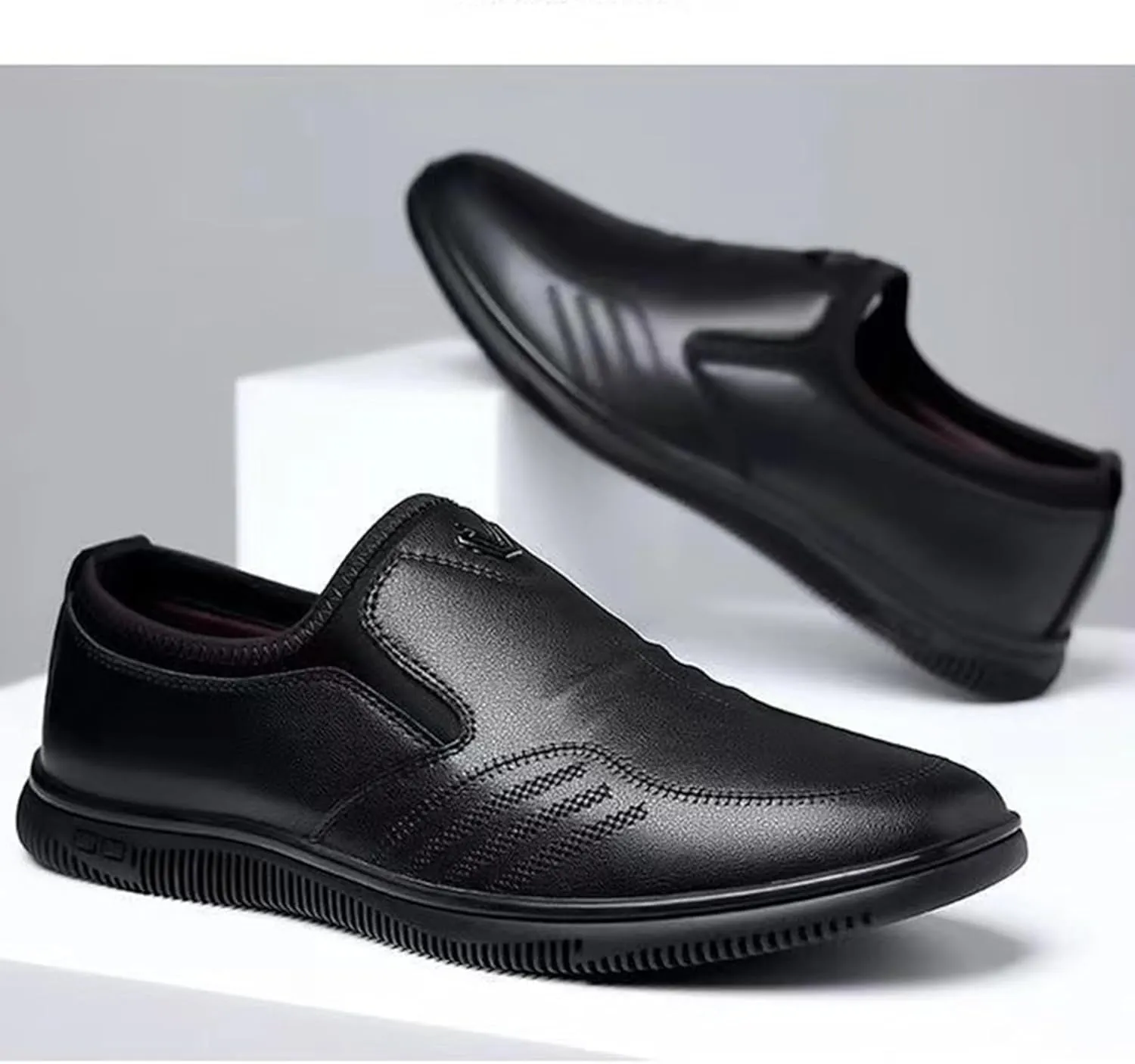 ADMLZQQ Men's Dress Shoes Leather Formal Shoes Oxfords Business Shoe Slip on Non-Slip Shoe