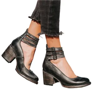 Alliah - Stylish Stilettos with Square Heel and Ankle Straps