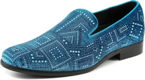 Amali Devy, Men's Dress Loafers, Slip-On Tuxedo Shoes for Men, Velvet Embellished Loafer Slippers
