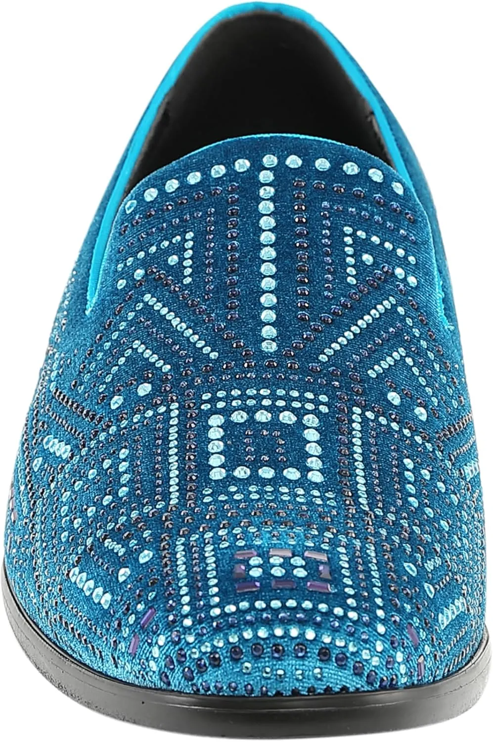 Amali Devy, Men's Dress Loafers, Slip-On Tuxedo Shoes for Men, Velvet Embellished Loafer Slippers