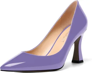 AMBELIGHT Womens Slip On Dress Pointed Toe Suede Wedding Stiletto High Heel Pumps Shoes 3.3 Inch