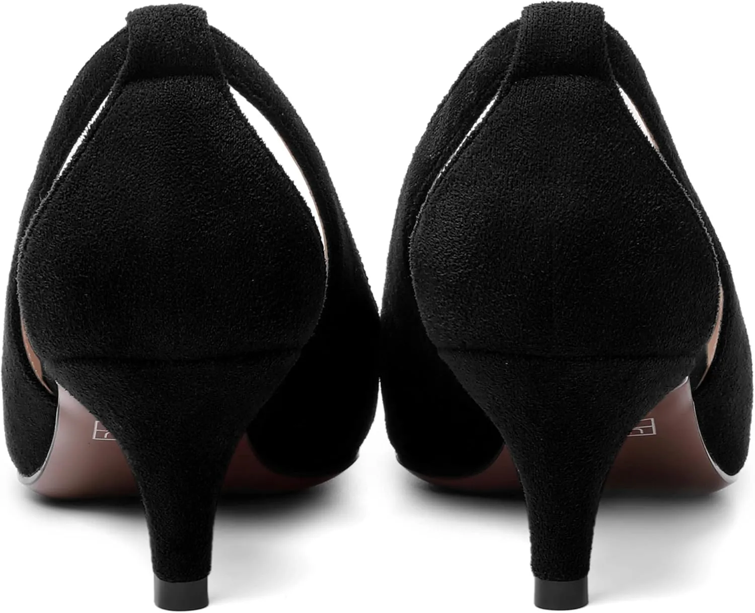 AMBELIGHT Womens Slip On Suede Pointed Toe Casual Office Kitten Low Heel Pumps Shoes 2 Inch