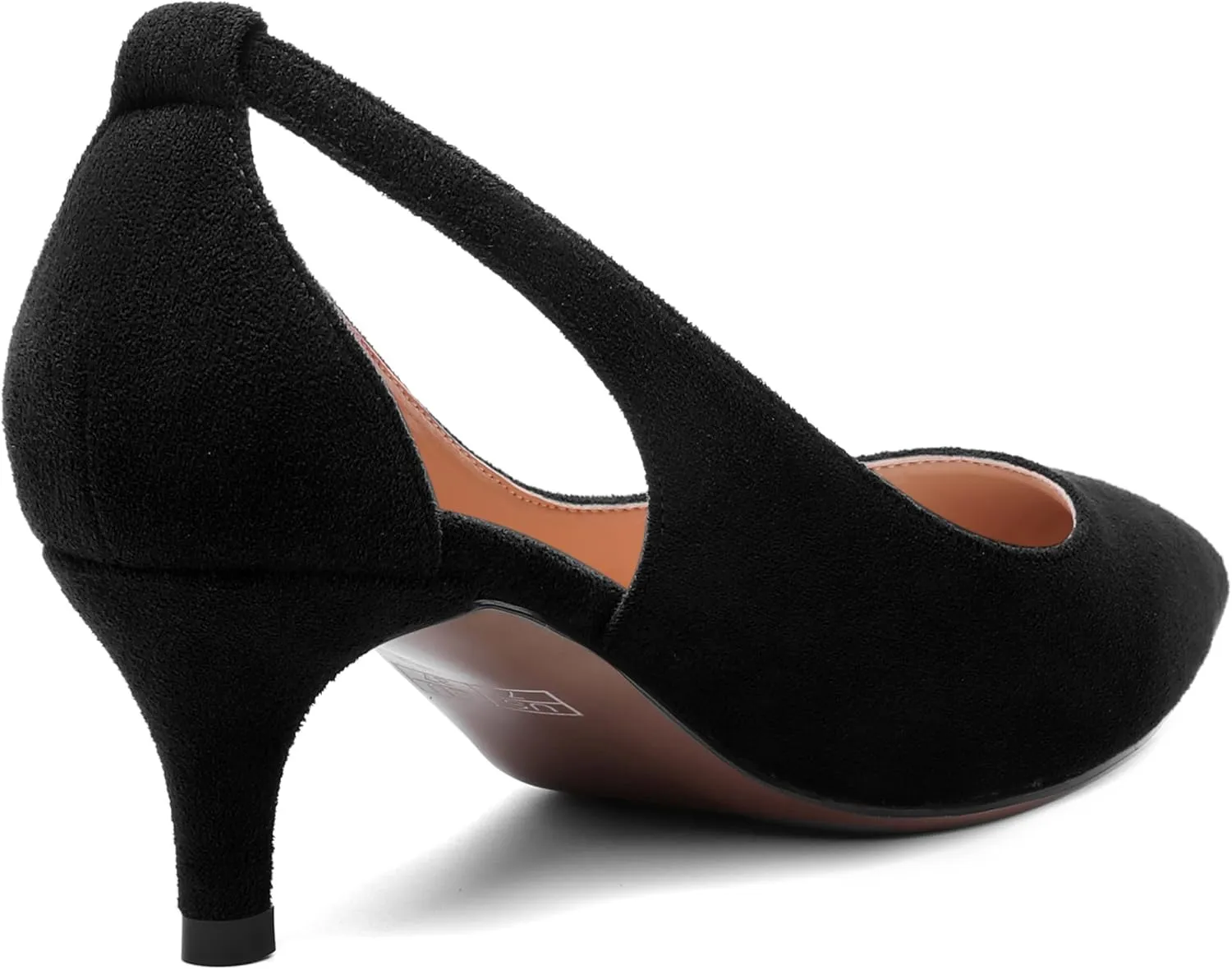 AMBELIGHT Womens Slip On Suede Pointed Toe Casual Office Kitten Low Heel Pumps Shoes 2 Inch