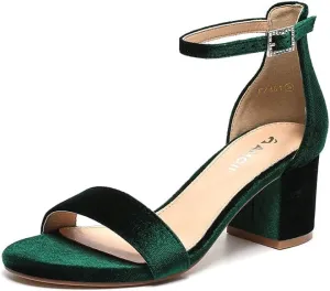 Amoji Women's 2.5 Inch Low Heel Ankle Strap Dressy Sandals 301