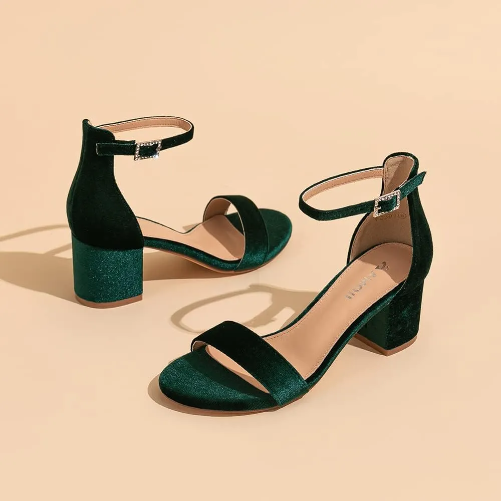 Amoji Women's 2.5 Inch Low Heel Ankle Strap Dressy Sandals 301