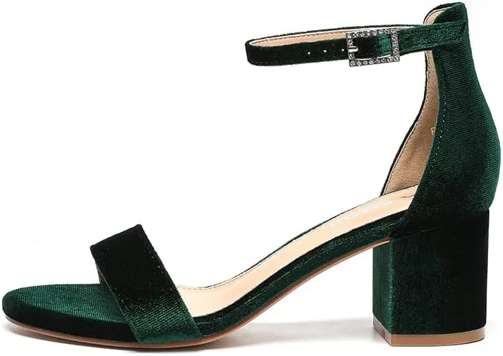Amoji Women's 2.5 Inch Low Heel Ankle Strap Dressy Sandals 301