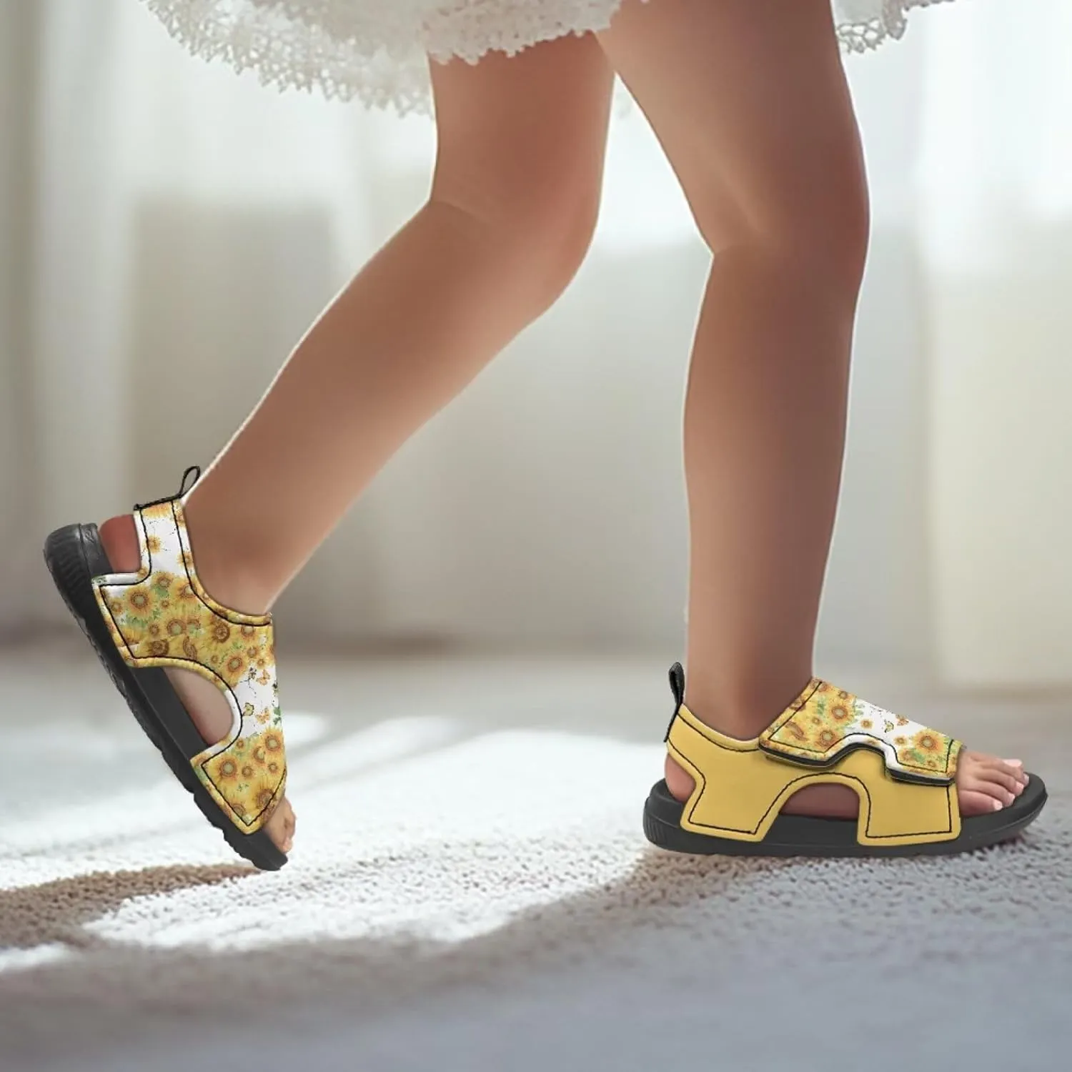 Animal Soft Footbed Sandals Kids Sunflower Adjustable Straps Slide Sandal Breathable Slip on Open Toe Slippers