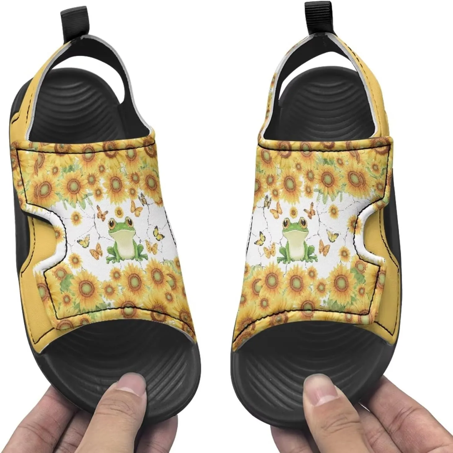 Animal Soft Footbed Sandals Kids Sunflower Adjustable Straps Slide Sandal Breathable Slip on Open Toe Slippers