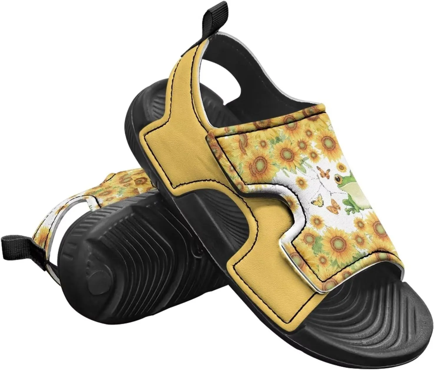 Animal Soft Footbed Sandals Kids Sunflower Adjustable Straps Slide Sandal Breathable Slip on Open Toe Slippers