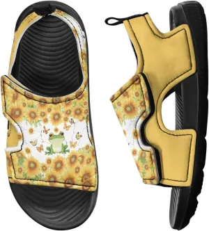 Animal Soft Footbed Sandals Kids Sunflower Adjustable Straps Slide Sandal Breathable Slip on Open Toe Slippers