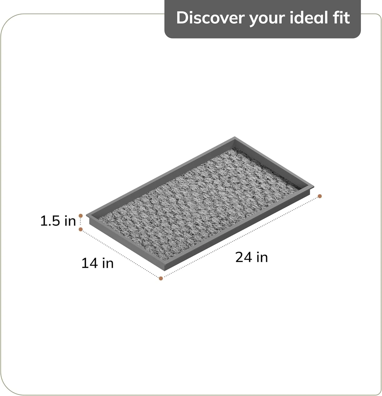 Anji Mountain Heavy Duty Waterproof Rubber Shoe Storage Mat Organizer/Boot Storage Tray Multi Use for Entryway with Coir, Tan Cross Embossed Insert, Fits 2 Pair (24.5" Wide)
