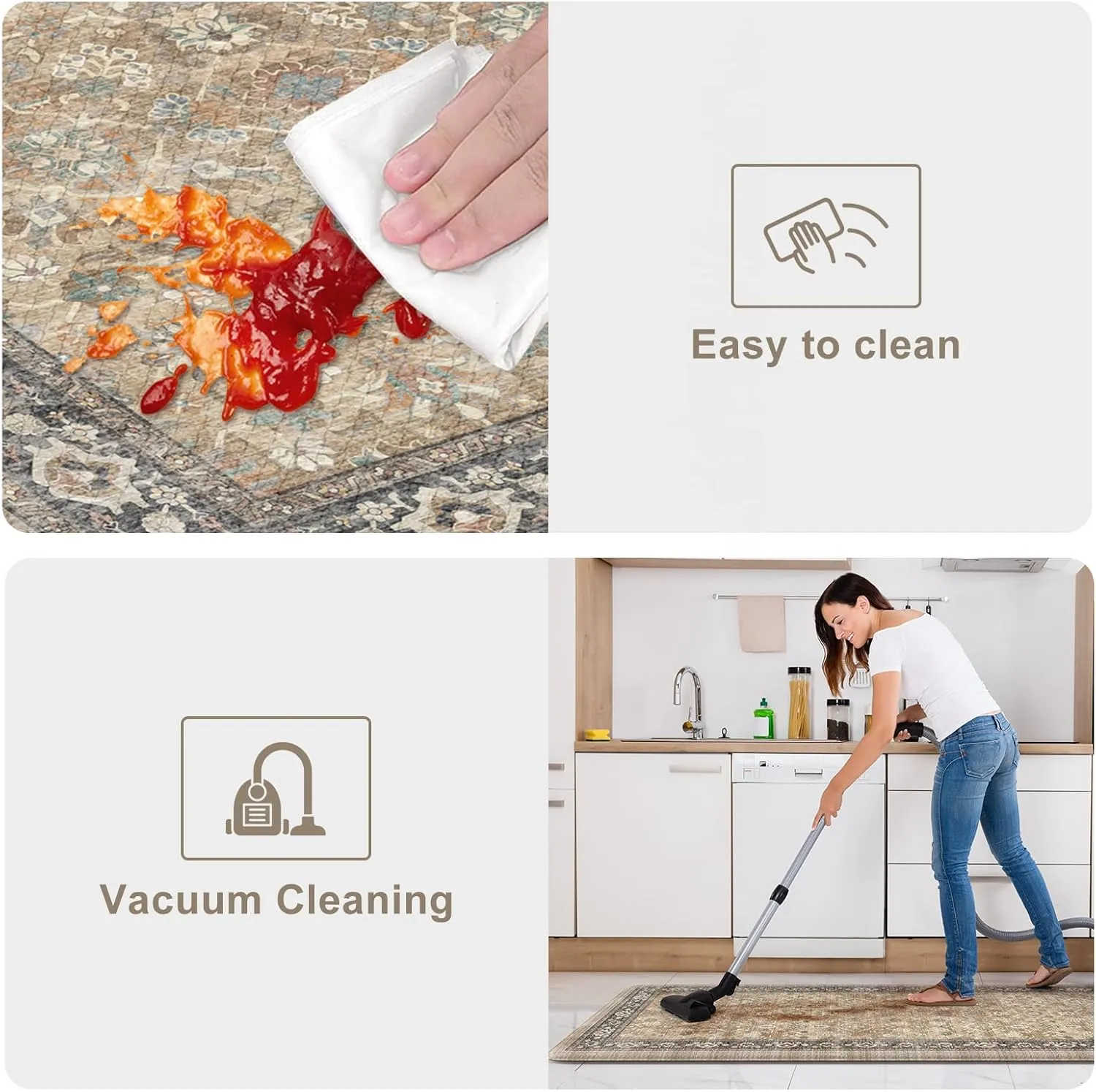 Anti Fatigue Mats for Kitchen Floor, Cushioned Kitchen Rugs Non-Slip Rubber, Farmhouse Ergonomic Waterproof Kitchen Sink Mat for Home Office Laundry(Tan)