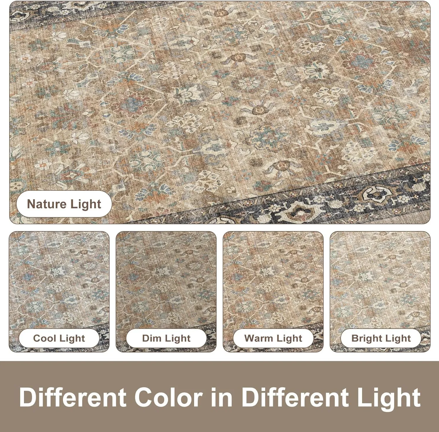 Anti Fatigue Mats for Kitchen Floor, Cushioned Kitchen Rugs Non-Slip Rubber, Farmhouse Ergonomic Waterproof Kitchen Sink Mat for Home Office Laundry(Tan)
