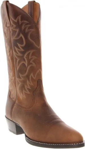 ARIAT Mens Heritage Embroidered Round Toe Pull On Casual Boots Mid Calf - Brown