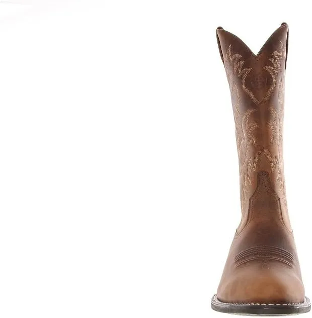 ARIAT Mens Heritage Embroidered Round Toe Pull On Casual Boots Mid Calf - Brown