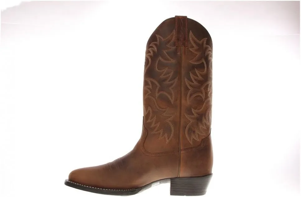 ARIAT Mens Heritage Embroidered Round Toe Pull On Casual Boots Mid Calf - Brown