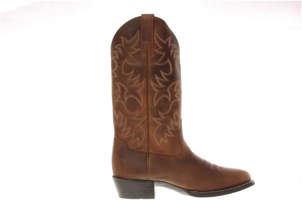 ARIAT Mens Heritage Embroidered Round Toe Pull On Casual Boots Mid Calf - Brown