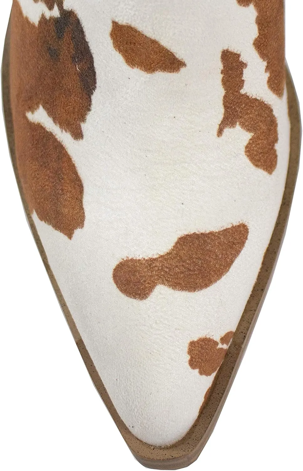 ARiderGirl Dean Womens Western Booties with Cow Print Slip On V Cut Stacked Heel Boots