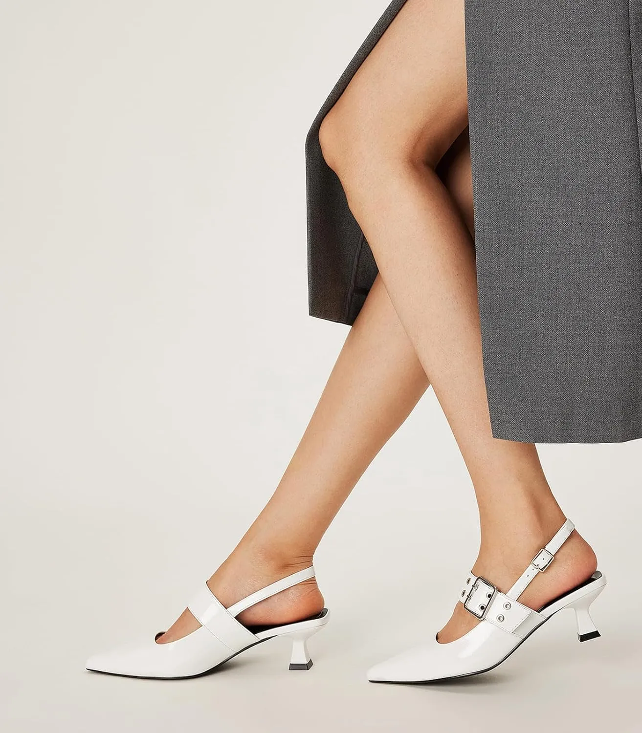 Arromic Kitten Heels for Women Pointed Toe Pumps Mary Jane Low Heel Slingback Heels Punk Style Fashion Shoes for Dating Party Working Dressy