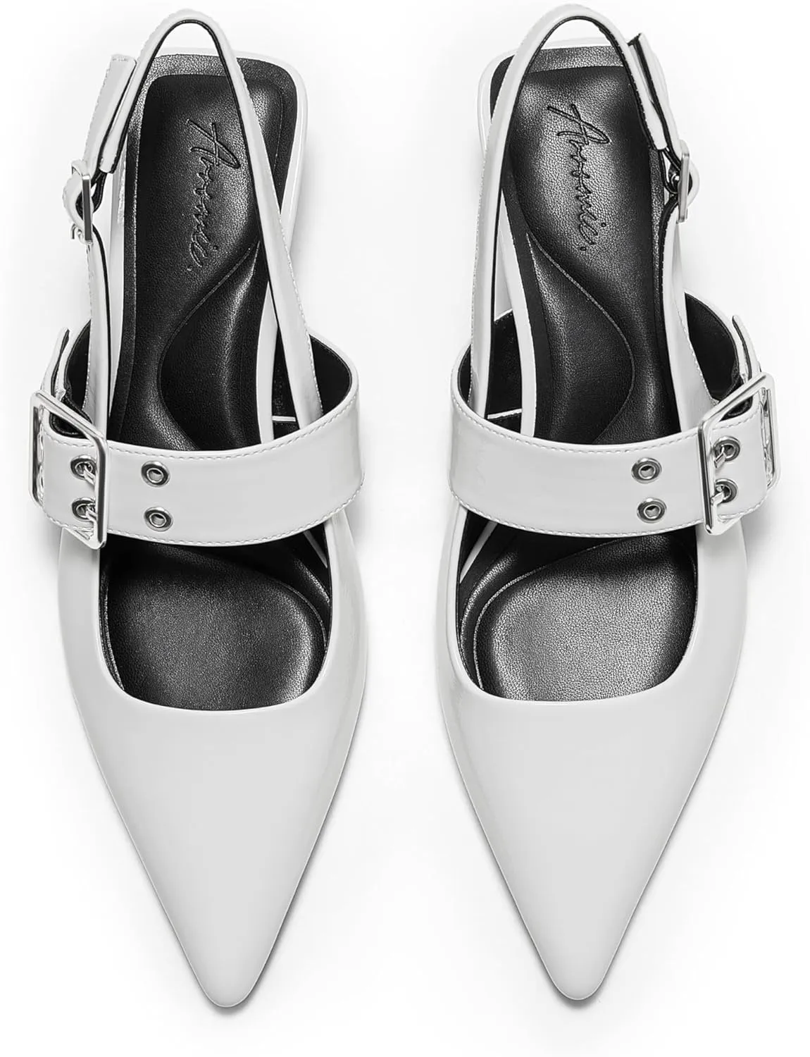 Arromic Kitten Heels for Women Pointed Toe Pumps Mary Jane Low Heel Slingback Heels Punk Style Fashion Shoes for Dating Party Working Dressy