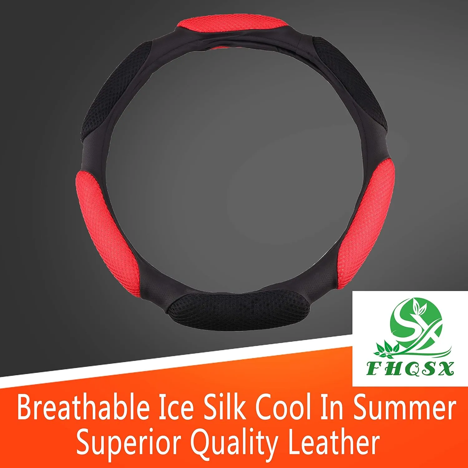 Auto Steering Wheel Cover Soft Hand Pad Cushion Slip-on Universal Fit 15'' / 38 cm (Black&red)