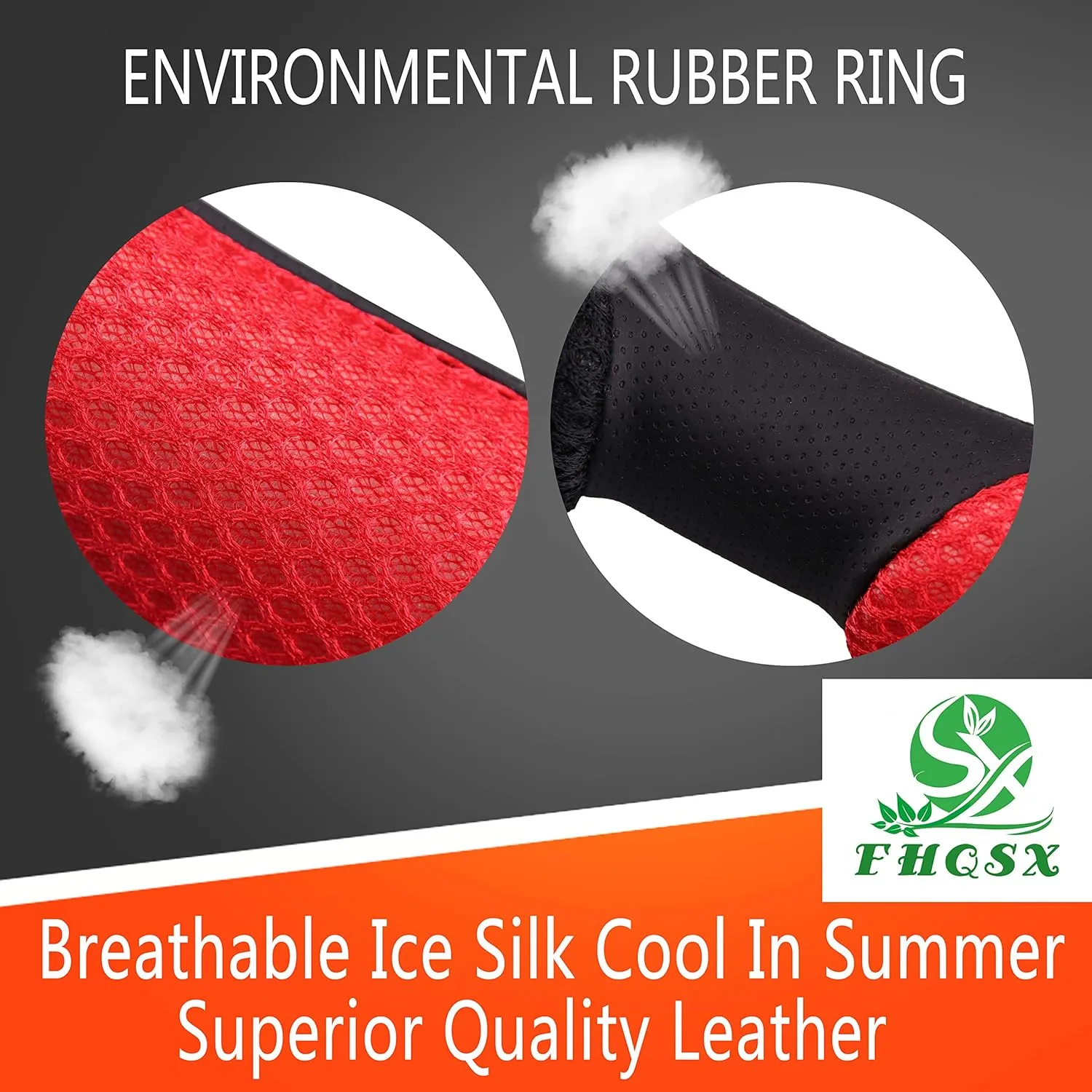 Auto Steering Wheel Cover Soft Hand Pad Cushion Slip-on Universal Fit 15'' / 38 cm (Black&red)