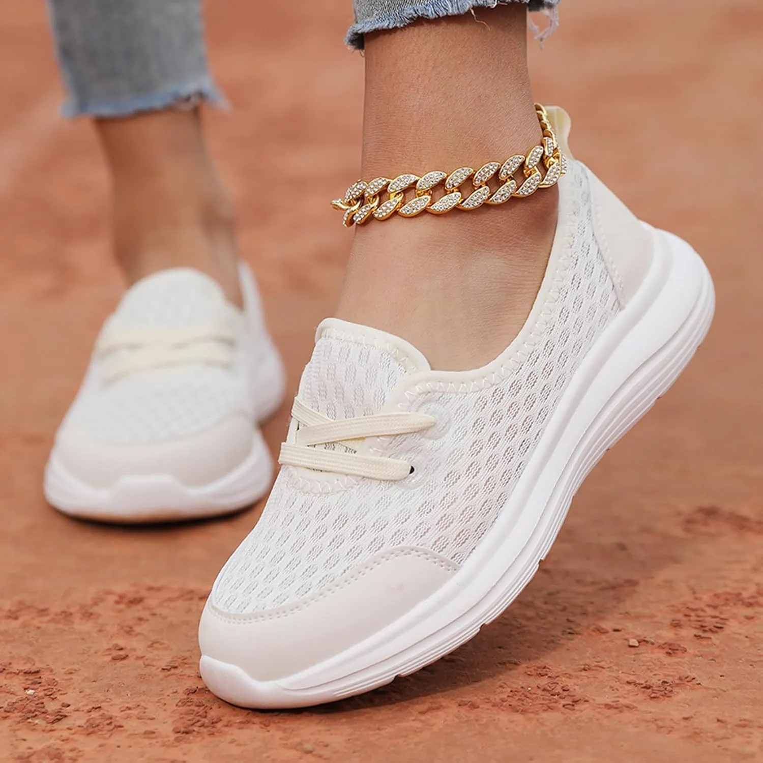 Azdealy Orthopedic Shoes, Women's Soft Sole Mesh Comfort Orthopedic Shoe, Slip-on Walking Shoes with Arch Support
