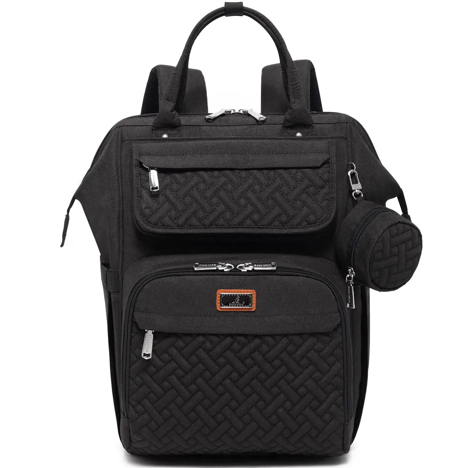 BabbleRoo Diaper Bag Backpack, Multifunction Nappy Changing Bag with Changing Pad, Stroller Straps & Pacifier Case, Unisex Stylish Travel Back Pack for Moms & Dads - Black