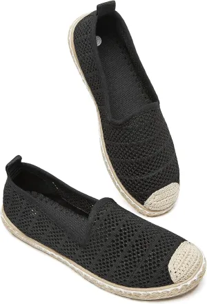 BABUDOG Women's Breathable Mesh Flats Shoes, Soft Loafers Flats, White Slip on Shoes Loafer