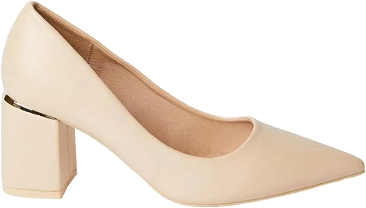 Baden Medium Block Heel Pointed Court Shoes
