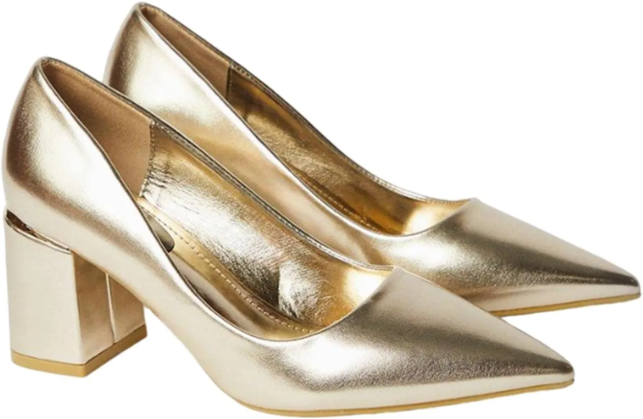 Baden Medium Block Heel Pointed Court Shoes
