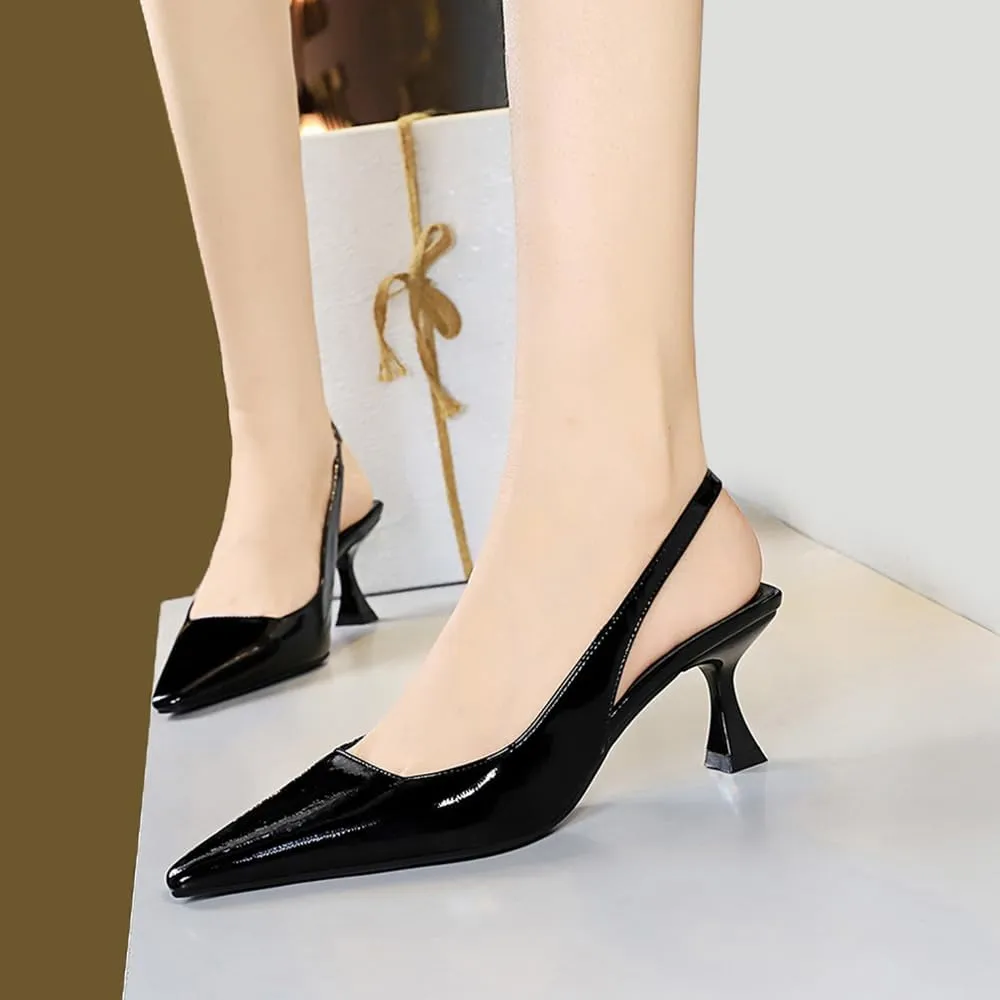 BEAUPAS Women's Slingback Pumps Pointed Toe Kitten Heel Shoes