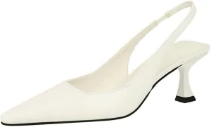 BEAUPAS Women's Slingback Pumps Pointed Toe Kitten Heel Shoes