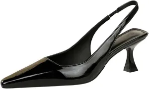 BEAUPAS Women's Slingback Pumps Pointed Toe Kitten Heel Shoes