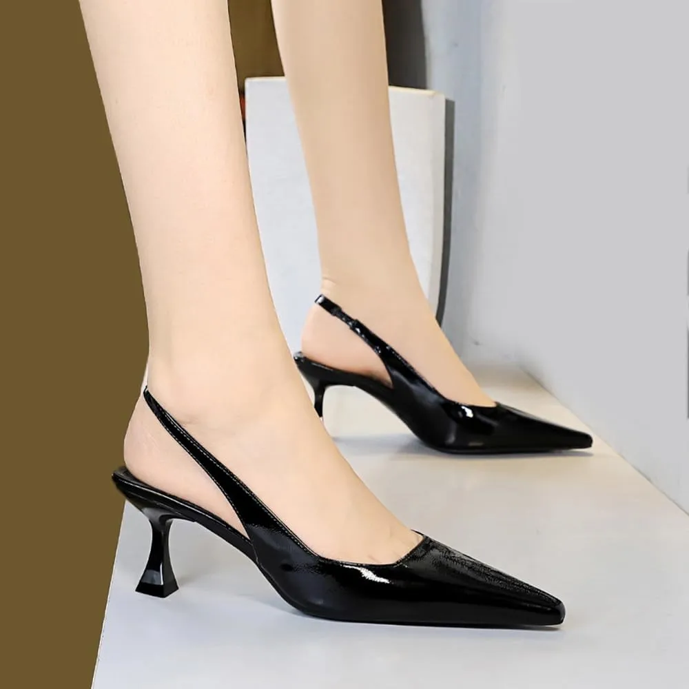 BEAUPAS Women's Slingback Pumps Pointed Toe Kitten Heel Shoes