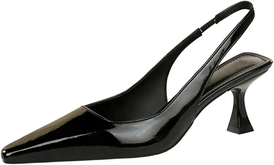 BEAUPAS Women's Slingback Pumps Pointed Toe Kitten Heel Shoes
