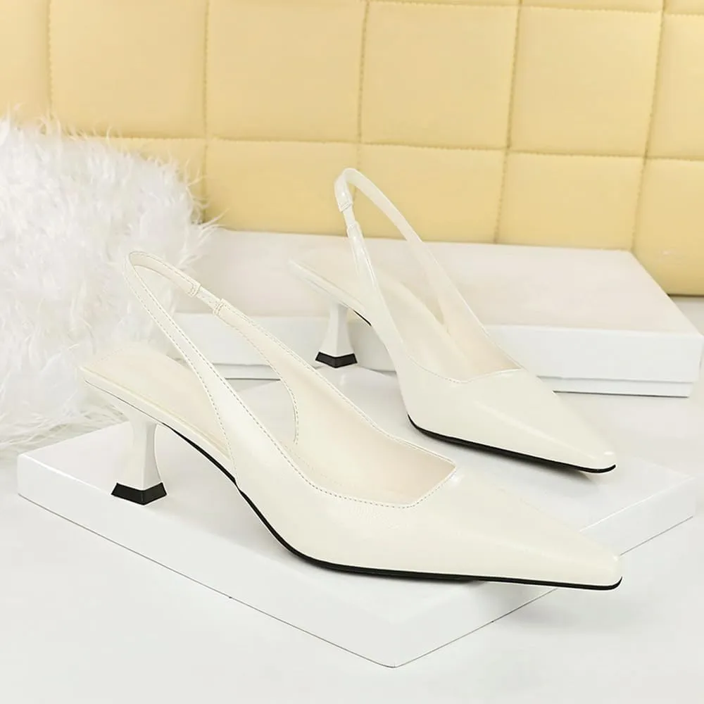 BEAUPAS Women's Slingback Pumps Pointed Toe Kitten Heel Shoes