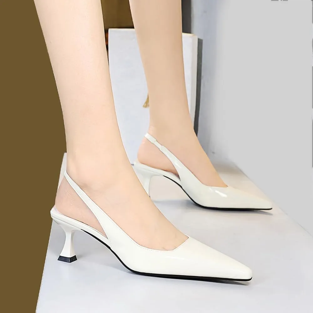 BEAUPAS Women's Slingback Pumps Pointed Toe Kitten Heel Shoes