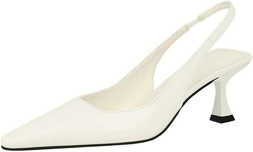 BEAUPAS Women's Slingback Pumps Pointed Toe Kitten Heel Shoes