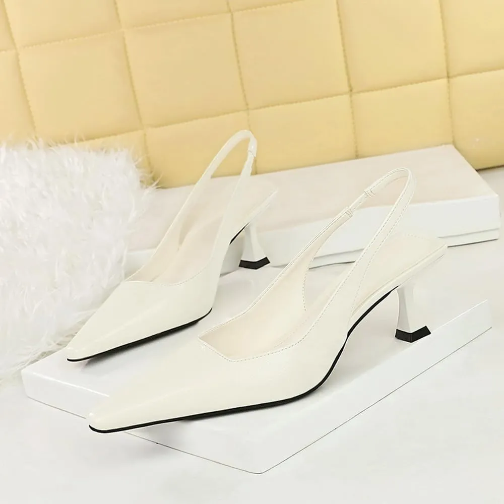 BEAUPAS Women's Slingback Pumps Pointed Toe Kitten Heel Shoes