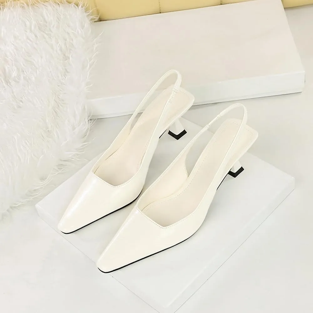 BEAUPAS Women's Slingback Pumps Pointed Toe Kitten Heel Shoes